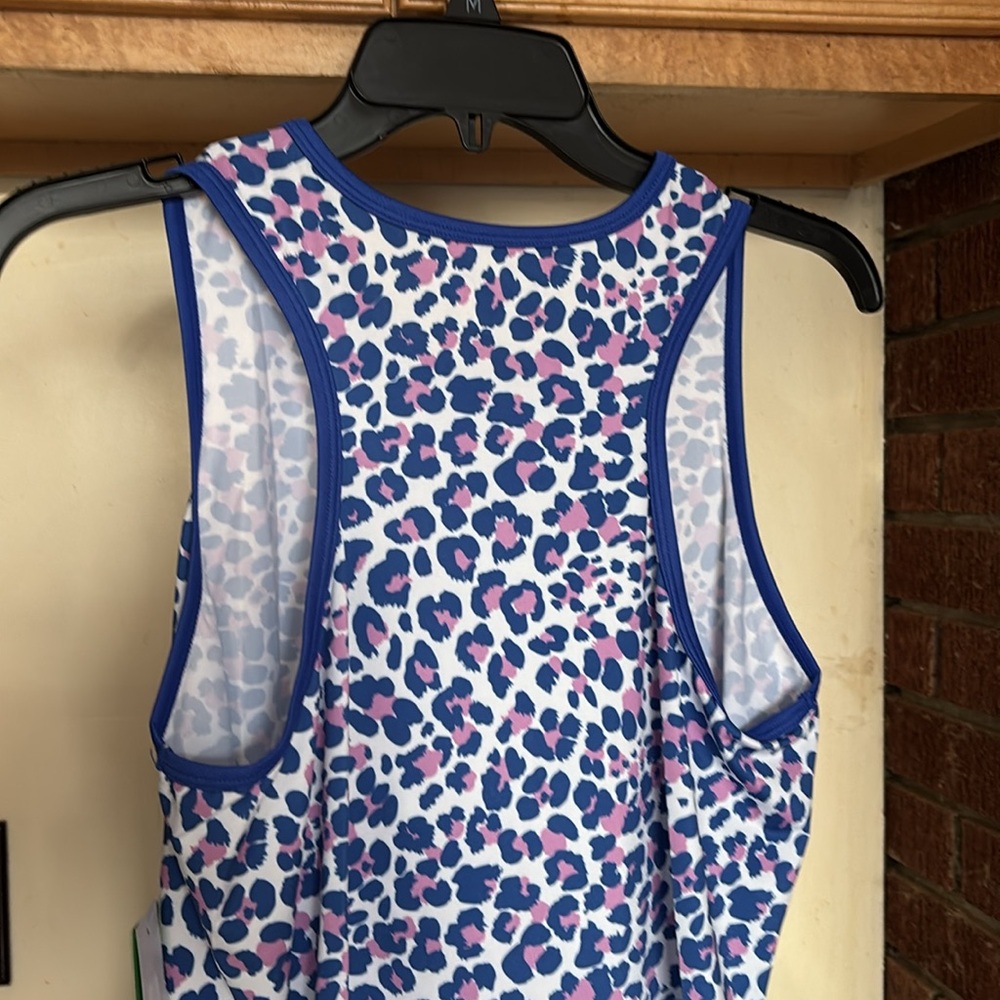 NWT Court Haley Leopard Print Racer Back Tank Top Moisture Wicking Stretch UPF30 - Picture 14 of 16